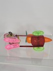 Tin Bunny Toy Hopping W Carrot Cart - Tin Litho Windup Vintage Japan Mechanical
