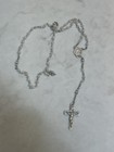 Italy 925 Sterling Silver Cross Rosary   mary Ecklace 20    12 1 Grams Vintage 