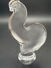Lalique France Gold Luster Crystal Rooster Figurine Signed Frosted 3 25   