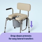 Medline Drop Arm Commode With Padded Seat And Backrest  Durable Toilet Chair   