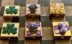 Lot Of 6 Collectible Vtg Pill trinket Boxes Mixed Materials Gemstones Tiles Bead