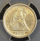 1875 S Twenty Cent Silver Piece Error  80 Degree Die Rotation Pcgs Au-detail 20c