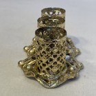 Vintage 3 Slot Lipstick Holder Filigree Metal Rhinestones 1 5 X 3 25 Decorative
