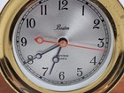 Vintage Working Chelsea Boston Brass Quartz Ship s Bell Strike Clock With Stand