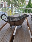 Antique Sterling Silver-plated Gravy Boat Ornate Feet Handle Hong Kong