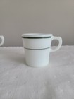 3 Vintage Pyrex Milk Glass Coffee Cup  mug Green Double Band  709 Set