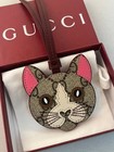 Gucci Novelty Charm Cat Design Leather Keychain Gift Key Chain With New In Box