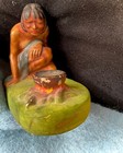 Antique Chalk Ware Indian Starting Fire Lewis Lucas Native American