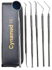 German Dental Scaler Pick Stainless Steel Tools With Inspection Mirror Set 6 Pcs