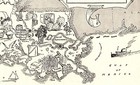 1950s Vintage Louisiana State Map Animated Louisiana Picture Map Decor Bw 1283