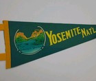 Vintage Yosemite National Park Print Pennant Flag Rare Felt 50s 60s Usa Used