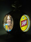 Vtg 1970s Schlitz Beer 4 Sided Hanging Globe Sign Man Lady Scene - Medallion  