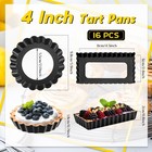 Tessco 16 Piece Mini Tart Pans Nonstick Black Round Rectangle 4 Inch