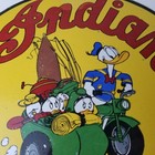 Vintage Indian Motorcycles Sign - Donald Duck Porcelain Walt Disney Sign