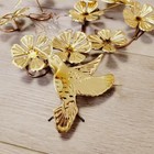 Vtg 3 Piece Home Interiors Brass Copper Humming Bird Dogwood Metal Wall Decor
