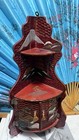 Vtg 40   s Asian Red Lacquer Folding Corner Shelf Door Tabletop Wall Art Japanese