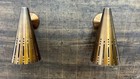 Vintage Brass Cone Wall Sconce Pair Mid Century Modern Perforated Lamp Lights