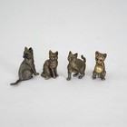 Lot Of 4 Miniature Pewter Cat Figurines Vtg 80s Doll House Collectibles Rare