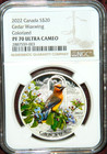 2022 Canada  20 Cedar Waxwing - Colorful Birds 1oz Silver  Ngc Pf 70 Ultra Cameo