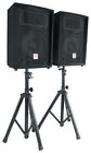 Pair Rockville 10  800 Watt Passive Pro Audio Pa Speakers 2 Stands 2 Metal Mics