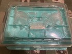Vintage Blue And White Hommer Sewing Box With 2 Kittens On Lid Filled With Items