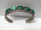 Antique Vintage Harvey Era Navajo Indian Sterling Silver Malachite Cuff Bracelet