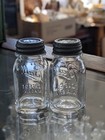 Vintage 1930s Ball Perfect Mason Jar Salt Pepper Shakers Zinc Lids 2 75  Tall