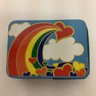 Vintage 1985 Giftco Hearts   Rainbow Stationery Tin Handled Basket Notes Eraser