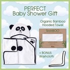 Panda Hooded Baby Towel Large Soft Hypoallergenic Bamboo Fabric 39 x28 