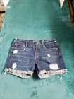 Lucky Brand Shorts Size 4 Womens Blue Distressed Stretch Mid Rise Boyfriend