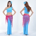 New Belly Dance Belt Sequined Triangle Scarf Translucent Hip Scarf Belt 15 Color