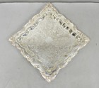 Vintage English Silver Mfg  Silver Plated Ornate Square Bar Serving Platter Tray