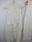 Vintage Antique Pleated Embroidered Christening Gown Dress And Slip White