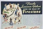 1943 Firestone Tires  Vintage 1940 s Magazine Print Ad  Timely Summer Values   