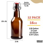 Barcaloo 16oz Amber Glass Beer Bottles For Home Brewing - 12 Pack With Flip Caps