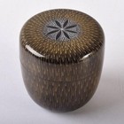 Natsume Tea Caddy  gold Lacquer Chrysanthemum Carving  With Box