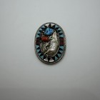 Vintage Sterling Silver 925 Southwestern Turquoise Coral Inlay Belt Buckle 52g