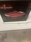 Hell   s Kitchen 1 5 Qt Square Red Stoneware Casserole With Lid     New In Box