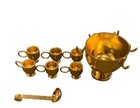 Miniature Brass Doll House Decor Punch Bowl With Ladle   6 Mini Cups 1 12 Scale