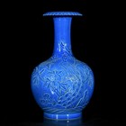 A Pair Chinese Porcelain Carved Exquisite Flowers birds Vase 25786
