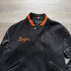 Vintage 60s High School Letterman Varsity Jacket Wool Leather 42 Chainstitch