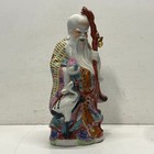 Chinese Porcelain Statue 18 Inch Tall Shou Lao -feng Shui Ceramic Statue