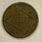 Antique Vintage Brass Saloon Trade Token The Red Diamond 5 Cents