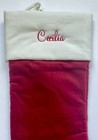 Pottery Barn Classic Velvet Christmas Stocking  cecilia  Red Ivory Medium New