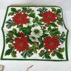Vintage Cloth Christmas Napkins Set Of 2 Poinsettias Holly Pinecones Berries
