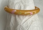 Catalin Vintage Butterscotch Bakelite Bracelet Hand Painted