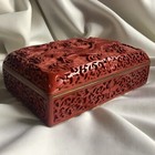 Chinese Dragon Beast Antique Handmade Cinnabar Lacquer Bronze Vase Box Red Fire