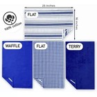 Elomelo Cotton Kitchen Towel Set W  Hanging Loop 4 Pack Blue Terry Waffle Flat