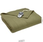 Sunbeam Heated Electric Blanket Royal Dreams Quilted Fleece Queen Ivy Green