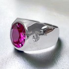 Ruby Oval Cut Gemstone With 14k Solid White Gold Ring For Men s  a21